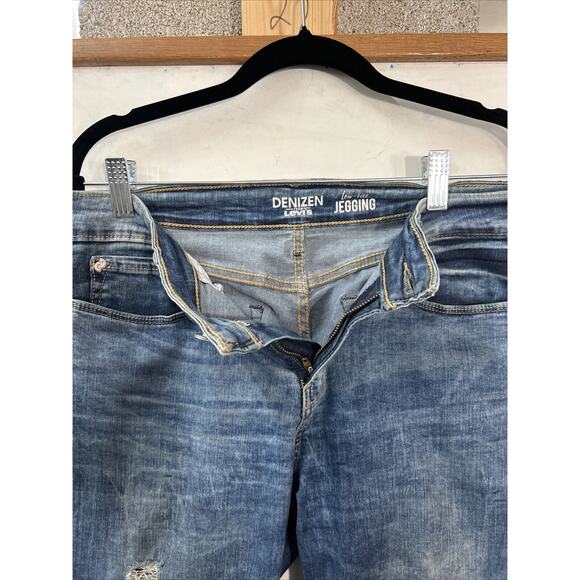 Levis Women's 13 Blue Denizen Ankle Skinny Stretch Low Rise Med Wash Grunge‎ - Picture 6 of 13